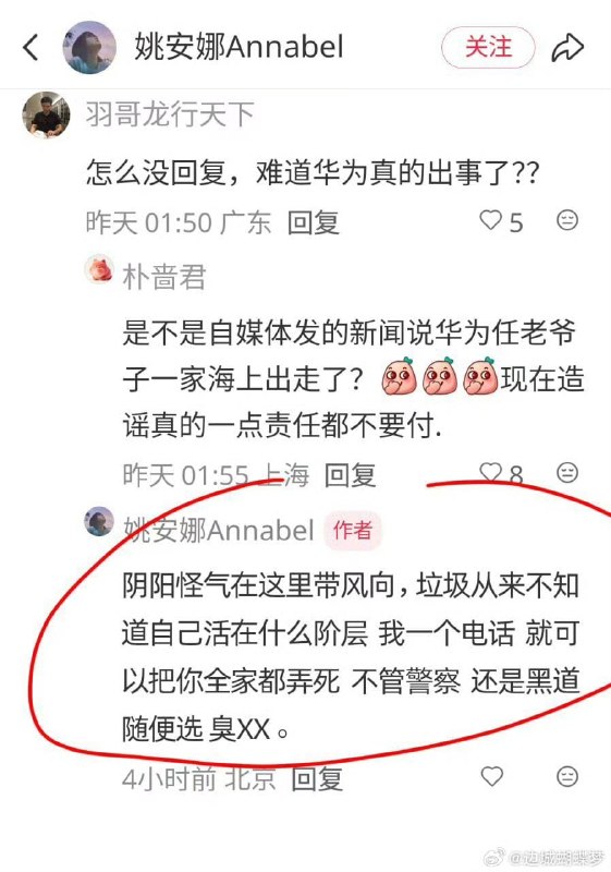 Online post claims Yao Anna criticised netizens