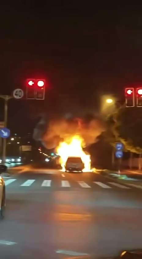Electric Vehicle Catches Fire While Moving